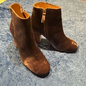 Zara Gray/Brown Velvet Ankle Boots  US SZ 6  UK 37